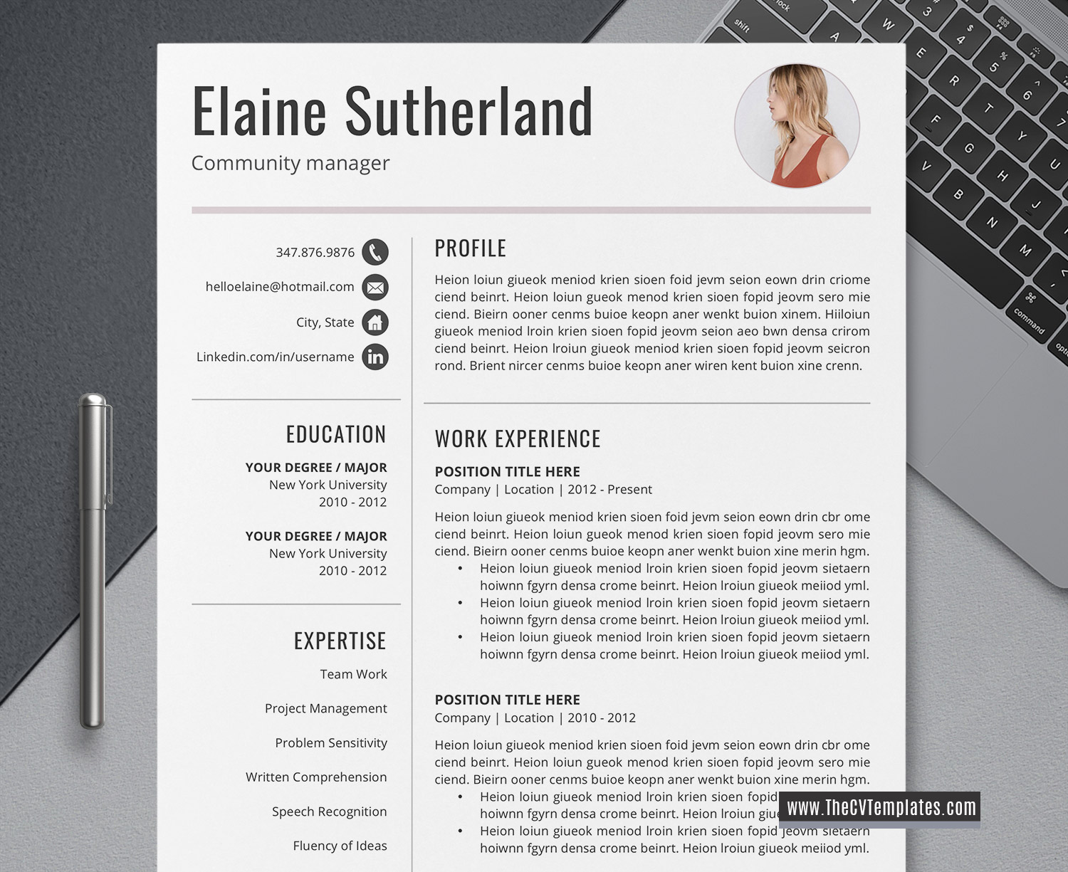 Editable Resume from www.thecvtemplates.com