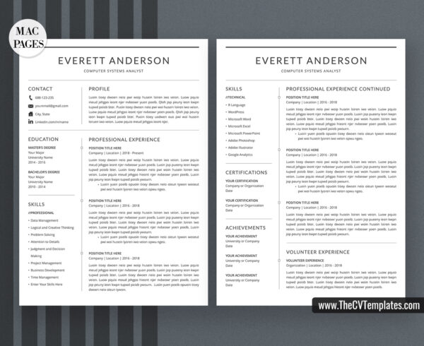 www.thecvtemplates.com - cv templates for mac pages, resume templates for apple pages, professional cv template, modern cv template, simple cv template, student cv template, 1 page resume template, 2 page resume template, 3 page resume template, editable resume template design, resume format design, cover letter template, references template, resume template download, Everett resume template