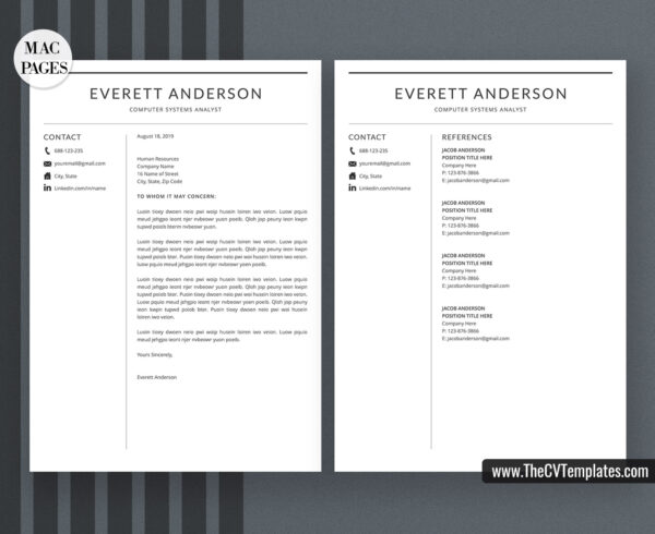 www.thecvtemplates.com - cv templates for mac pages, resume templates for apple pages, professional cv template, modern cv template, simple cv template, student cv template, 1 page resume template, 2 page resume template, 3 page resume template, editable resume template design, resume format design, cover letter template, references template, resume template download, Everett resume template