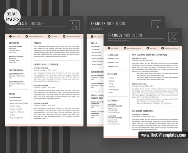 www.thecvtemplates.com - cv templates for mac pages, resume templates for apple pages, professional cv template, modern cv template, simple cv template, student cv template, 1 page resume template, 2 page resume template, 3 page resume template, editable resume template design, resume format design, cover letter template, references template, resume template download, Frances resume template