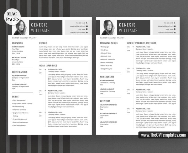 www.thecvtemplates.com - cv templates for mac pages, resume templates for apple pages, professional cv template, modern cv template, simple cv template, student cv template, 1 page resume template, 2 page resume template, 3 page resume template, editable resume template design, resume format design, cover letter template, references template, resume template download, Genesis resume template