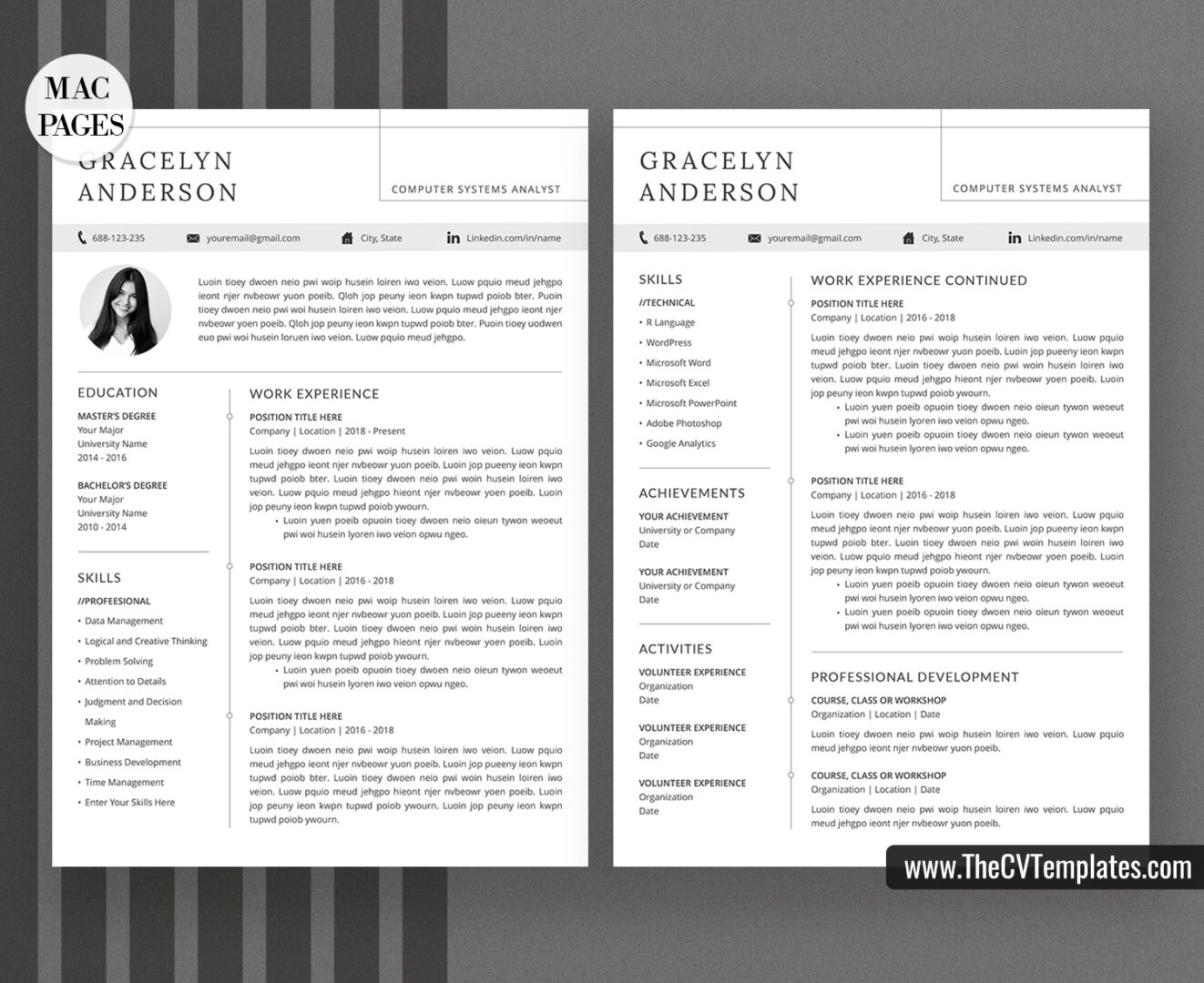 For Mac Pages – Clean CV Template / Resume Template, Cover Letter ...