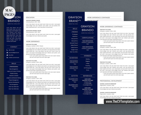 www.thecvtemplates.com - cv templates for mac pages, resume templates for apple pages, professional cv template, modern cv template, simple cv template, student cv template, 1 page resume template, 2 page resume template, 3 page resume template, editable resume template design, resume format design, cover letter template, references template, resume template download, Grayson resume template