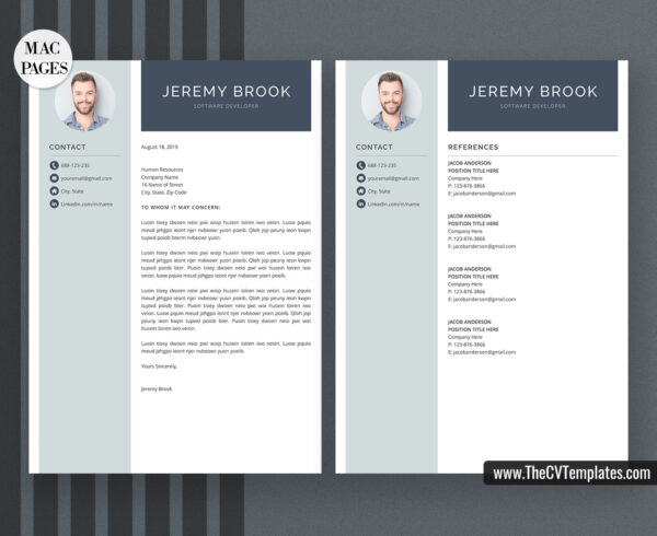 www.thecvtemplates.com - cv templates for mac pages, resume templates for apple pages, professional cv template, modern cv template, simple cv template, student cv template, 1 page resume template, 2 page resume template, 3 page resume template, editable resume template design, resume format design, cover letter template, references template, resume template download, Jeremy resume template