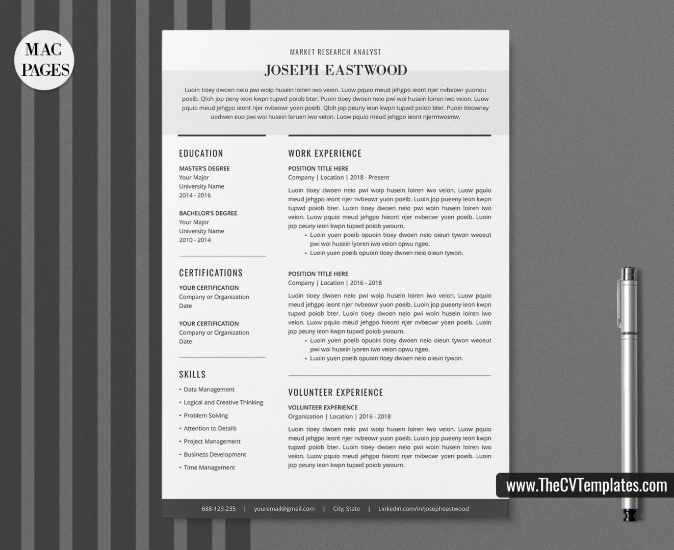 For Mac Pages Simple CV Template / Resume Template Cover Letter