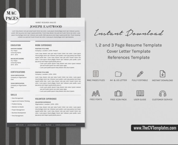www.thecvtemplates.com - cv templates for mac pages, resume templates for apple pages, professional cv template, modern cv template, simple cv template, student cv template, 1 page resume template, 2 page resume template, 3 page resume template, editable resume template design, resume format design, cover letter template, references template, resume template download, Joseph resume template