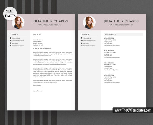 www.thecvtemplates.com - cv templates for mac pages, resume templates for apple pages, professional cv template, modern cv template, simple cv template, student cv template, 1 page resume template, 2 page resume template, 3 page resume template, editable resume template design, resume format design, cover letter template, references template, resume template download, Julianne resume template