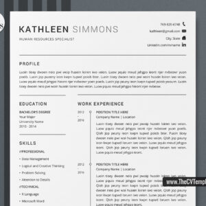 www.thecvtemplates.com - cv templates for mac pages, resume templates for apple pages, professional cv template, modern cv template, simple cv template, student cv template, 1 page resume template, 2 page resume template, 3 page resume template, editable resume template design, resume format design, cover letter template, references template, resume template download, Kathleen resume template