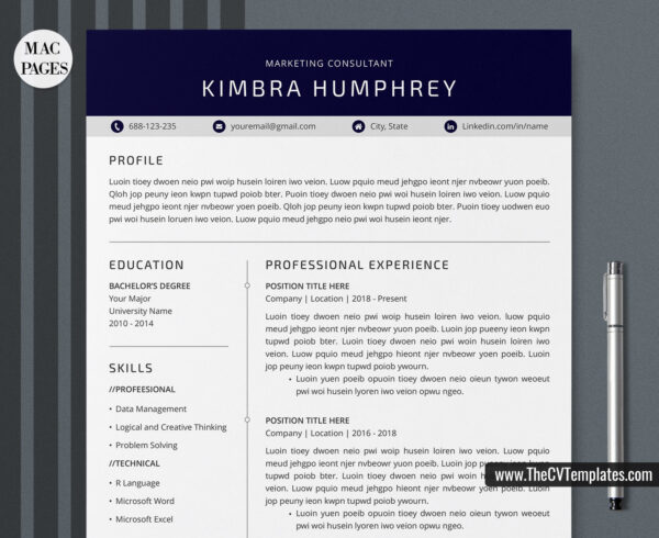 www.thecvtemplates.com - cv templates for mac pages, resume templates for apple pages, professional cv template, modern cv template, simple cv template, student cv template, 1 page resume template, 2 page resume template, 3 page resume template, editable resume template design, resume format design, cover letter template, references template, resume template download, Kimbra resume template