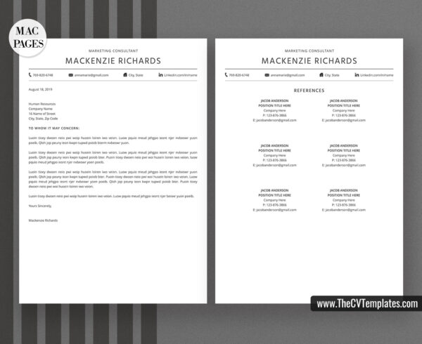www.thecvtemplates.com - cv templates for mac pages, resume templates for apple pages, professional cv template, modern cv template, simple cv template, student cv template, 1 page resume template, 2 page resume template, 3 page resume template, editable resume template design, resume format design, cover letter template, references template, resume template download, Mackenzie resume template