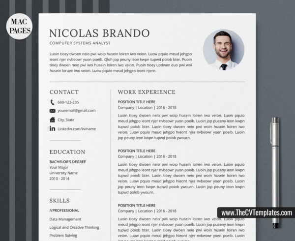 www.thecvtemplates.com - cv templates for mac pages, resume templates for apple pages, professional cv template, modern cv template, simple cv template, student cv template, 1 page resume template, 2 page resume template, 3 page resume template, editable resume template design, resume format design, cover letter template, references template, resume template download, Nicolas resume template