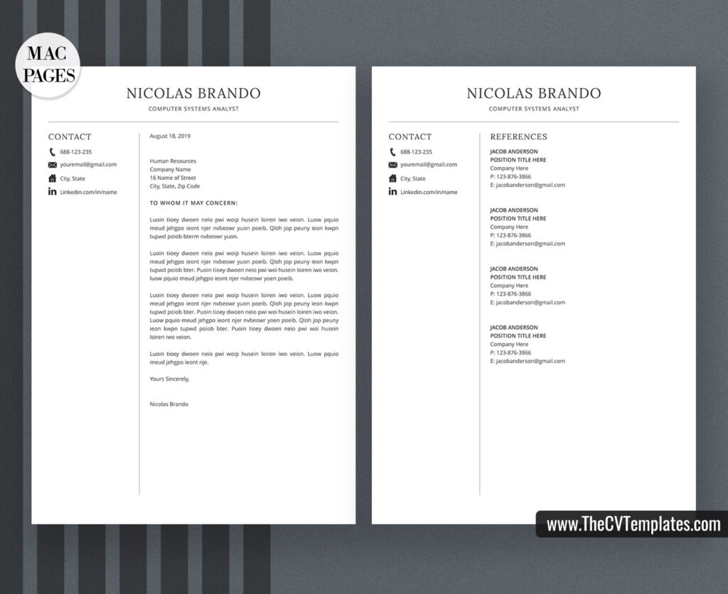 For Mac Pages Professional Resume Template for Job Application