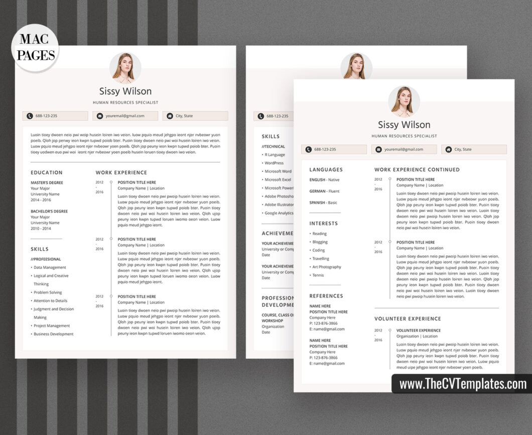 For Mac Pages – Modern CV Template for Job Application, Cover Letter ...