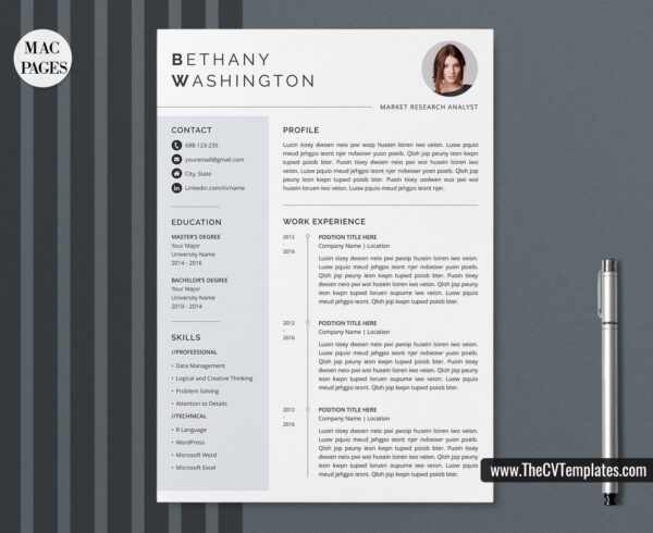 www.thecvtemplates.com - cv templates for mac pages, resume templates for apple pages, professional cv template, modern cv template, simple cv template, student cv template, 1 page resume template, 2 page resume template, 3 page resume template, editable resume template design, resume format design, cover letter template, references template, resume template download, Bethany resume template