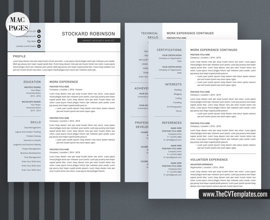 For Mac Pages Simple CV Template / Resume Template Cover Letter