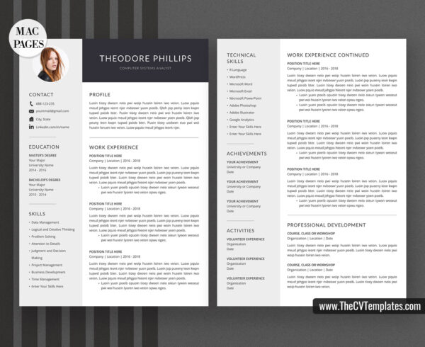 www.thecvtemplates.com - cv templates for mac pages, resume templates for apple pages, professional cv template, modern cv template, simple cv template, student cv template, 1 page resume template, 2 page resume template, 3 page resume template, editable resume template design, resume format design, cover letter template, references template, resume template download, Theodore resume template