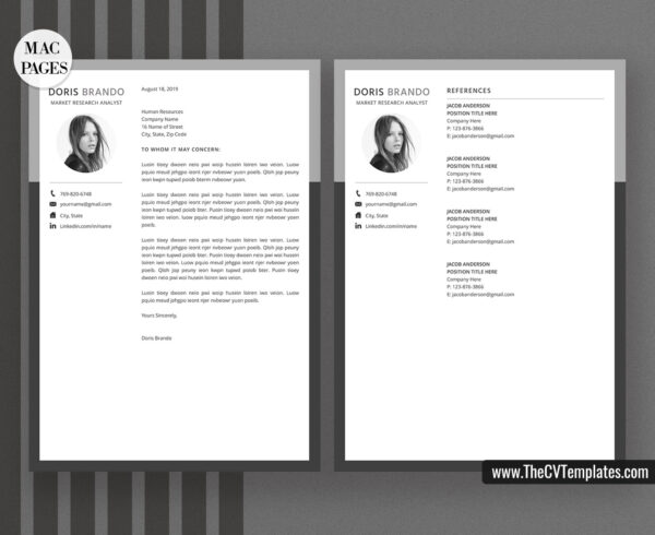 www.thecvtemplates.com - cv templates for mac pages, resume templates for apple pages, professional cv template, modern cv template, simple cv template, student cv template, 1 page resume template, 2 page resume template, 3 page resume template, editable resume template design, resume format design, cover letter template, references template, resume template download, Doris resume template