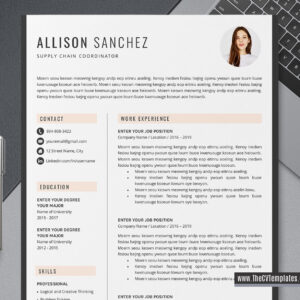 www.thecvtemplates.com - cv templates for ms word, resume templates for ms word, professional cv template, modern cv template, simple cv template, student cv template, 1 page resume template, 2 page resume template, 3 page resume template, editable resume template design, resume format design, cover letter template, references template, resume template download, Allison resume template