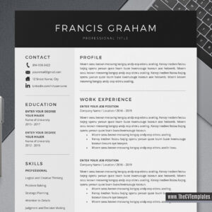 www.thecvtemplates.com - cv templates for ms word, resume templates for ms word, professional cv template, modern cv template, simple cv template, student cv template, 1 page resume template, 2 page resume template, 3 page resume template, editable resume template design, resume format design, cover letter template, references template, resume template download, Francis resume template